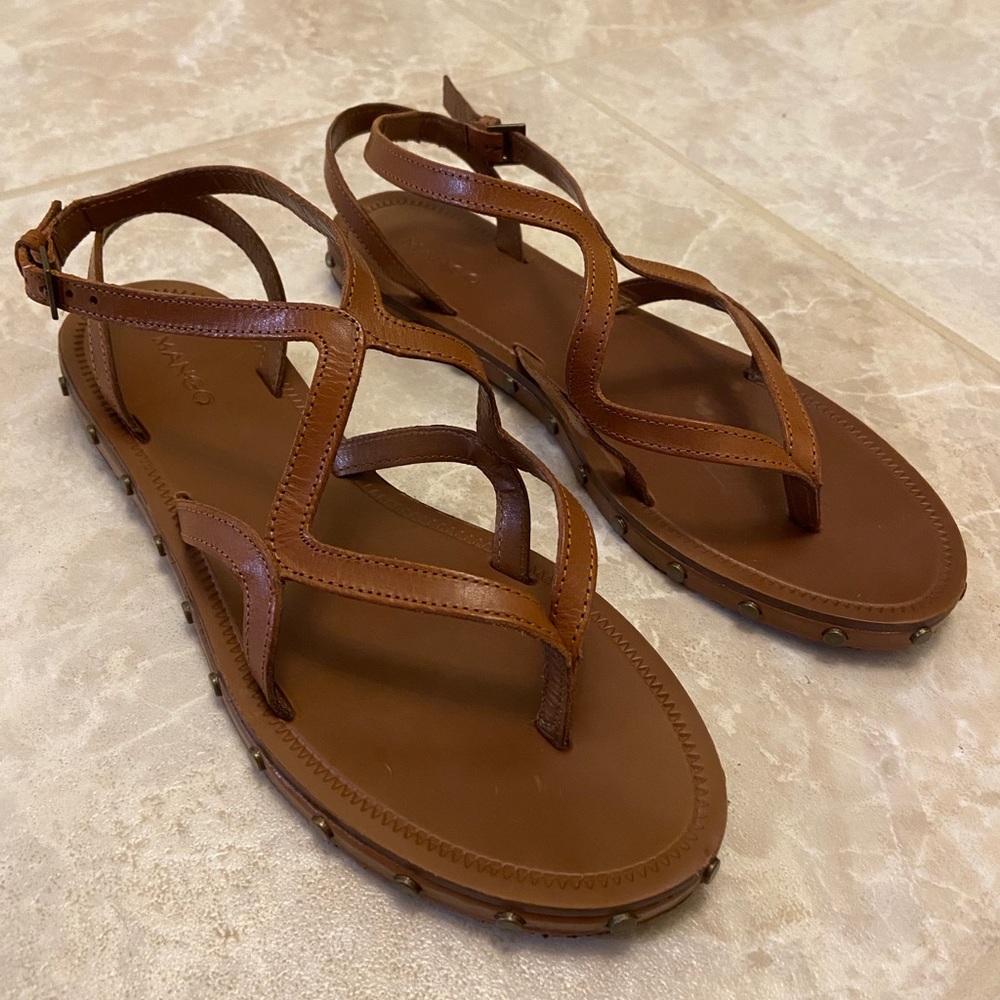Mango Brown Strappy Sandals